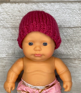 X Small Cerise Doll Beanie (21-25cm doll)